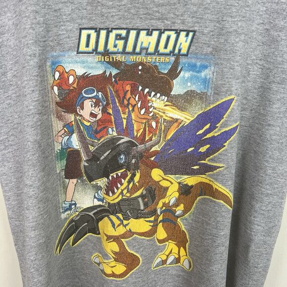 VIntage Digimon Y2K Digital Monsters Anime Gray Shirt Youth Sz Small - Picture 3 of 10